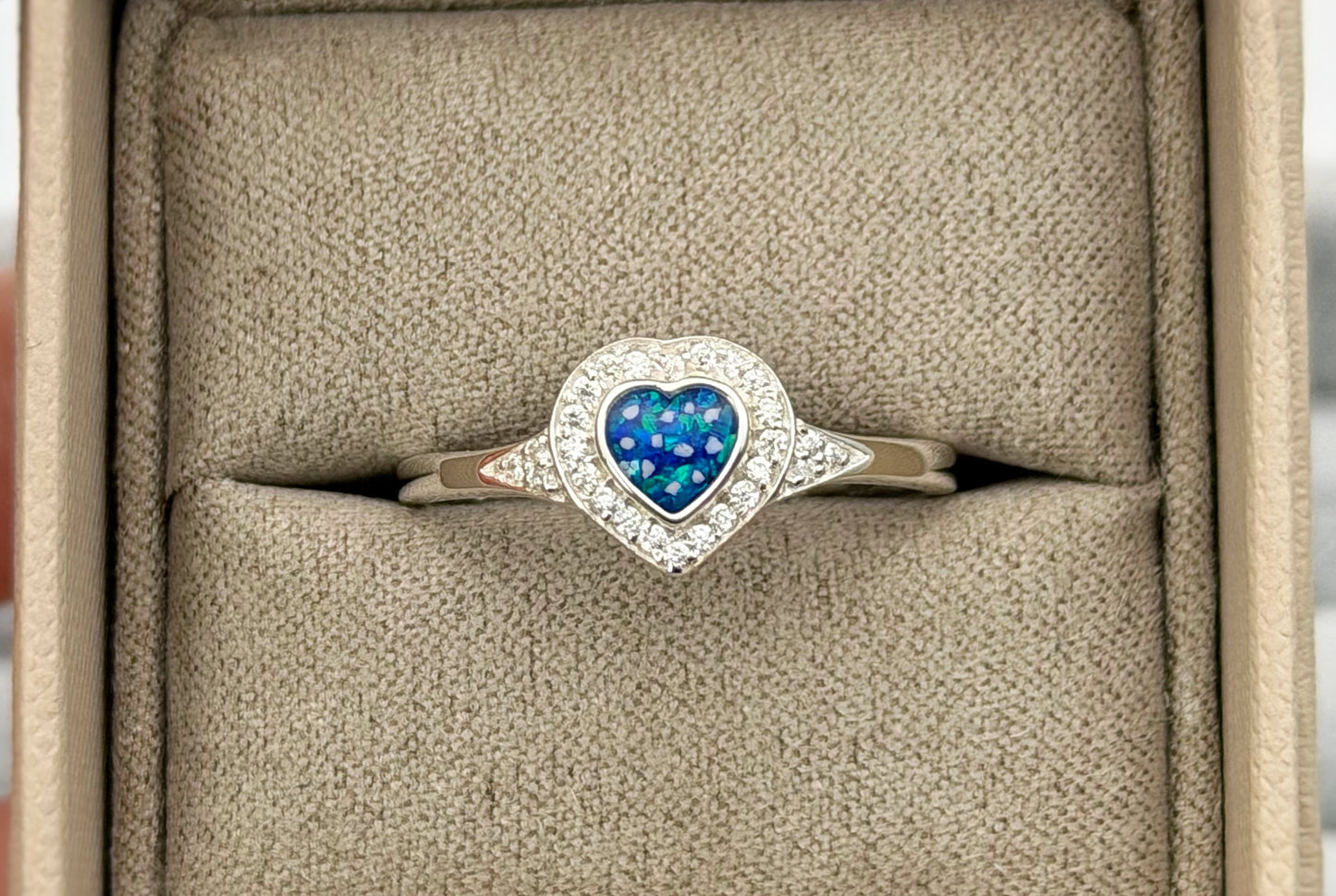 Silver Heart Crystal Halo Ring