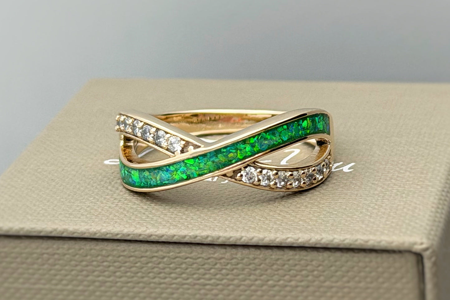 9k Gold Infinity Crystal Ring