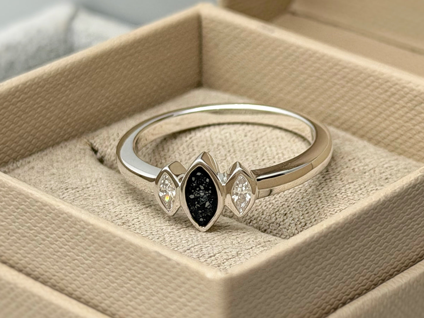 925 Silver Triple Almond Crystal Ring