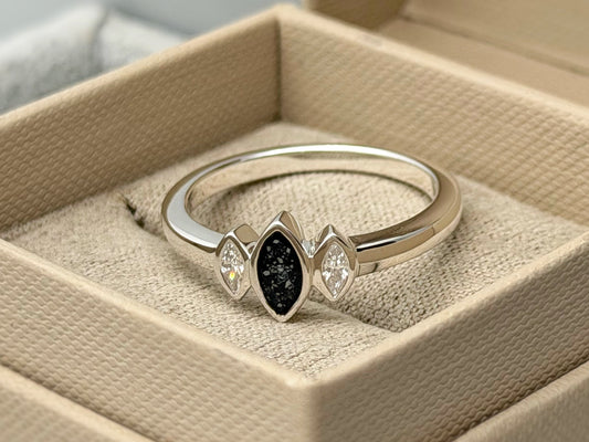 925 Silver Triple Almond Crystal Ring