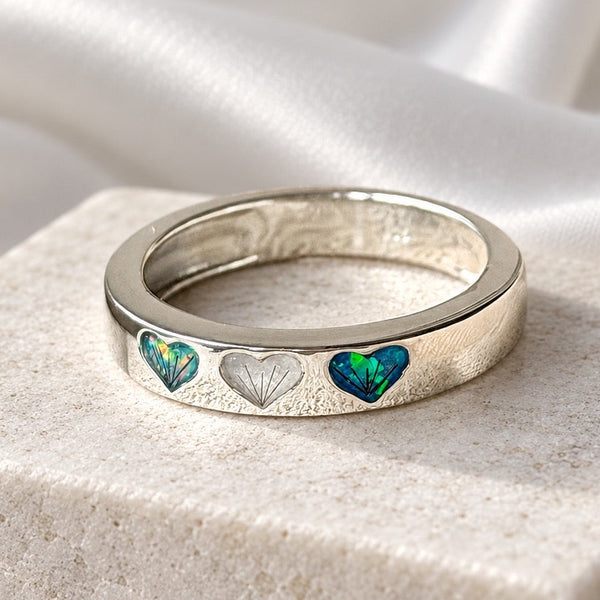 925 Silver Triple Heart Band Ring