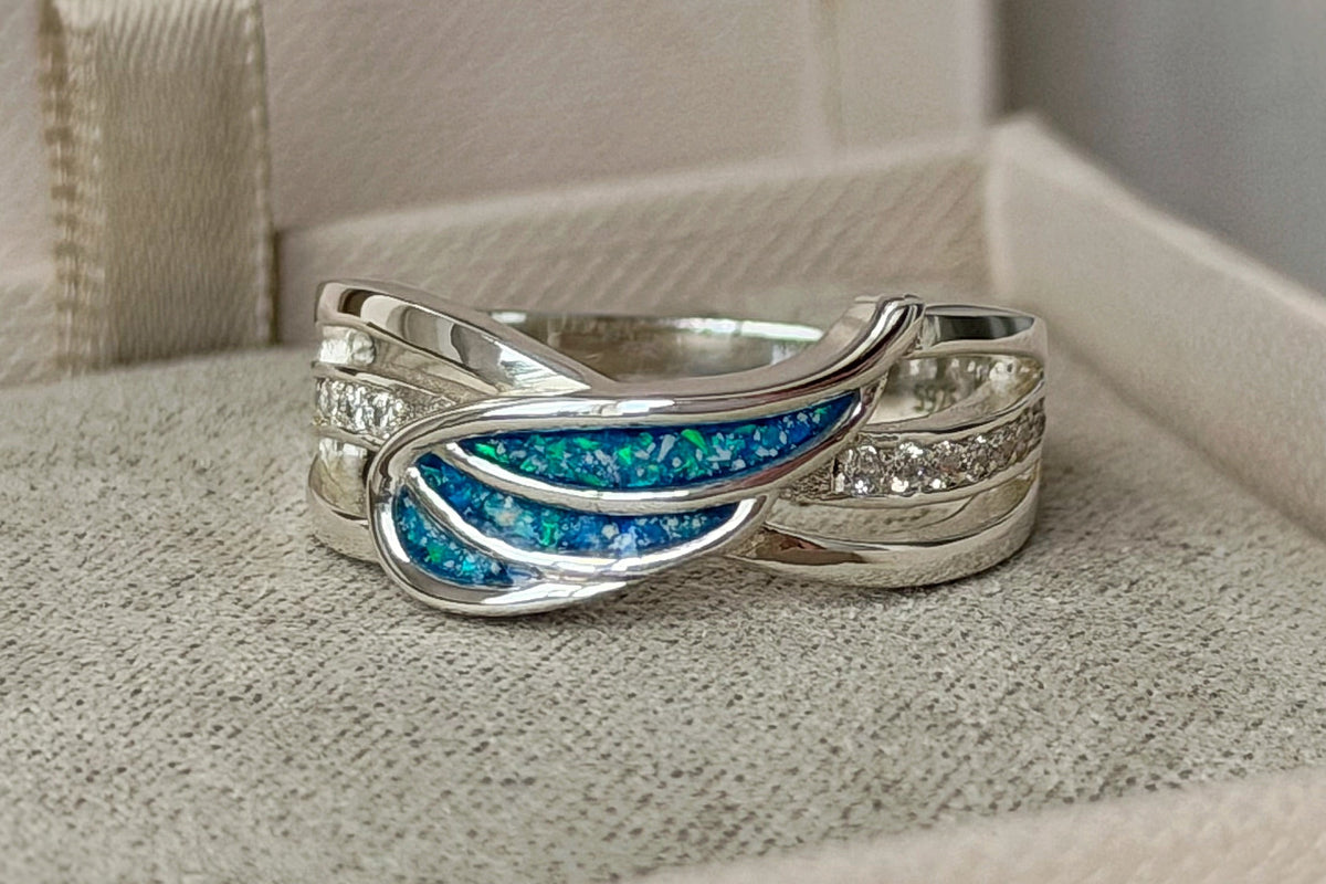 925 Silver Angel Wing Crystal Ring