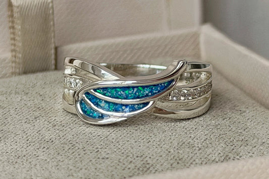 925 Silver Angel Wing Crystal Ring