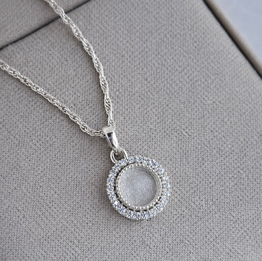 925 Silver Beaded Crystal Halo Pendant