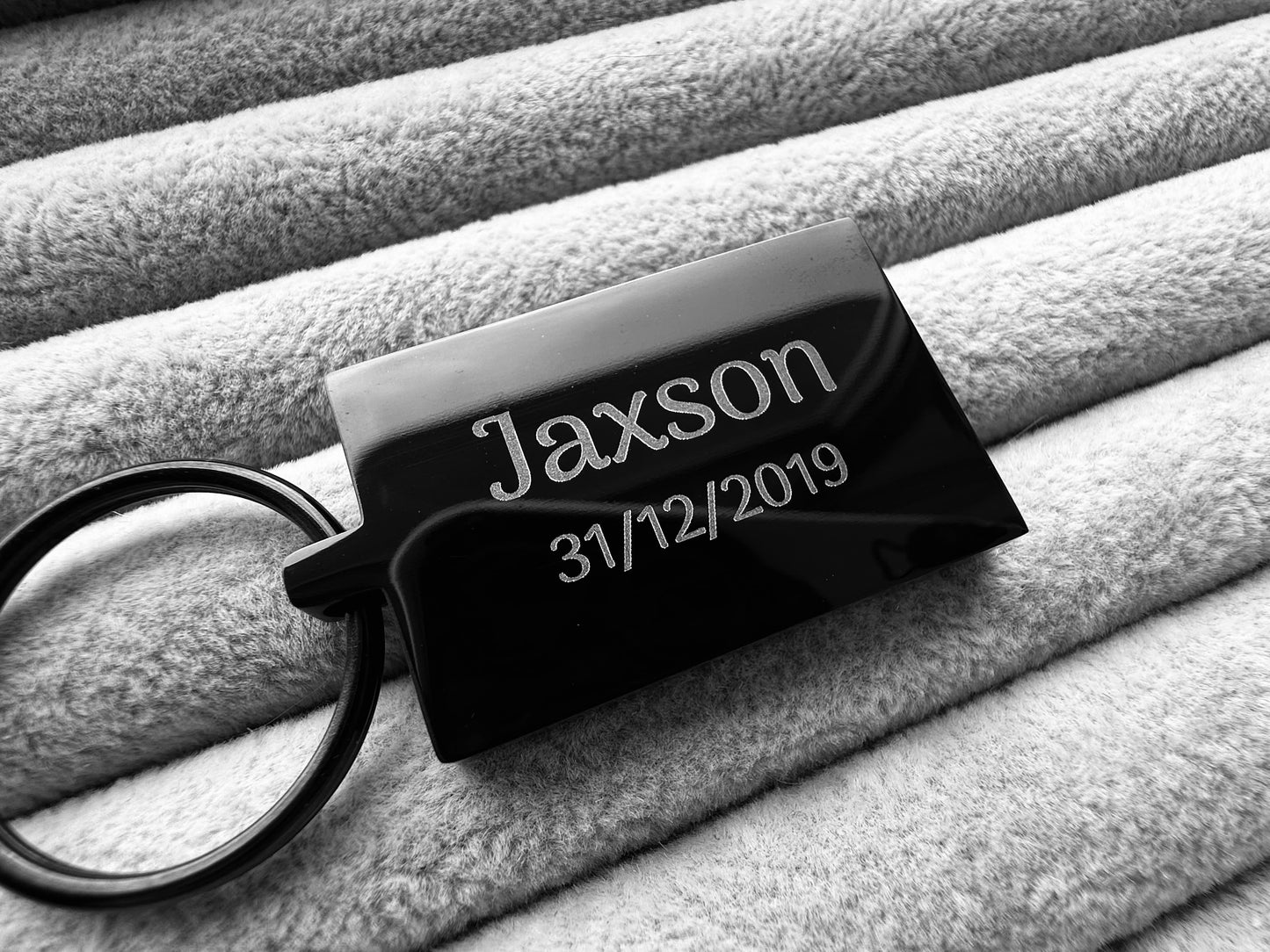 Baby Ultrasound Scan Engraved Rectangular Black Metal Keyrings