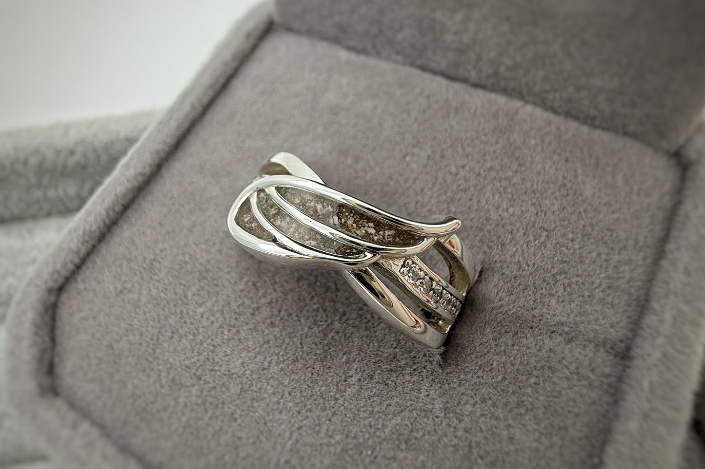 925 Silver Angel Wing Crystal Ring