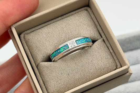 925 Silver Unisex 5mm Double Channel Crystal Band Ring