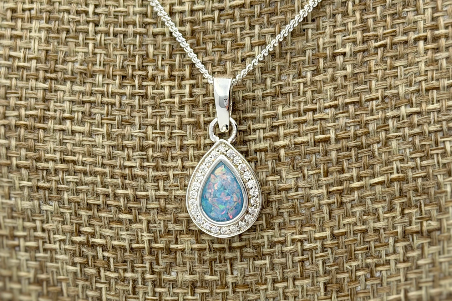 925 Silver Pear Drop Crystal Pendant