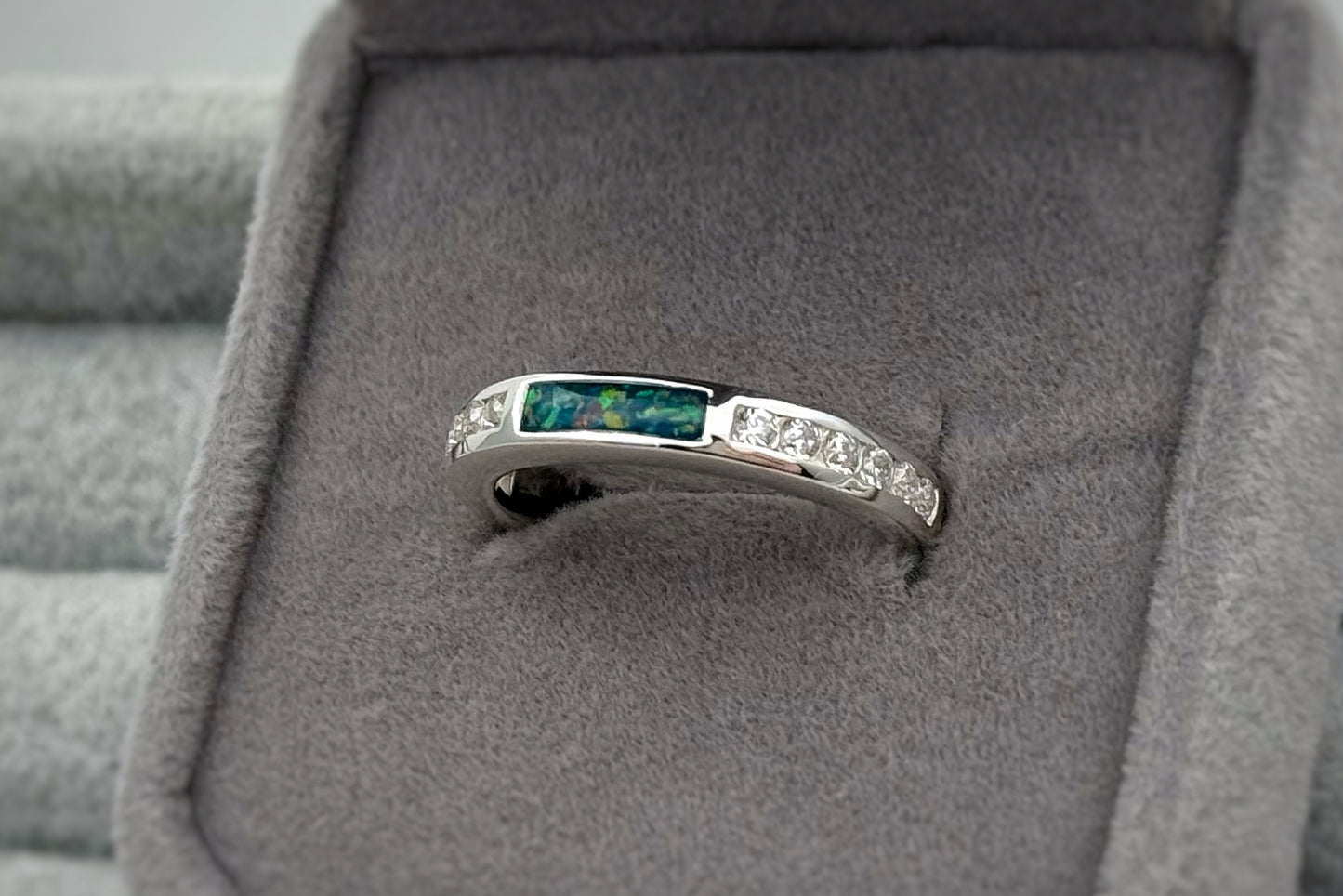 925 Silver Rectangular Crystal Channel Set Band Ring