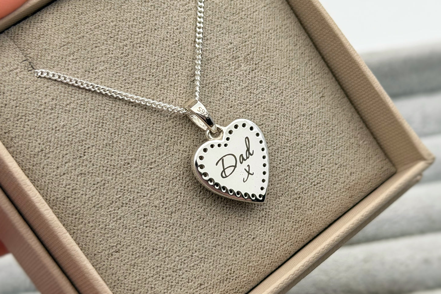 925 Silver Heart Crystal Surround Pendant