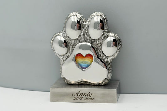 Paw Shape Stainless Steel Memorial Ornament with Stand