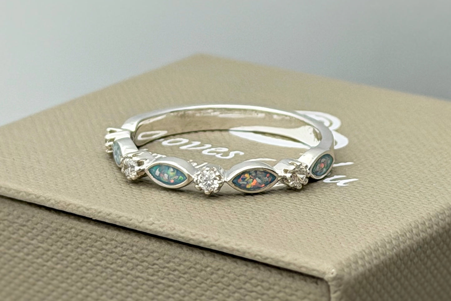 925 Silver Half Marquis Crystal Ring