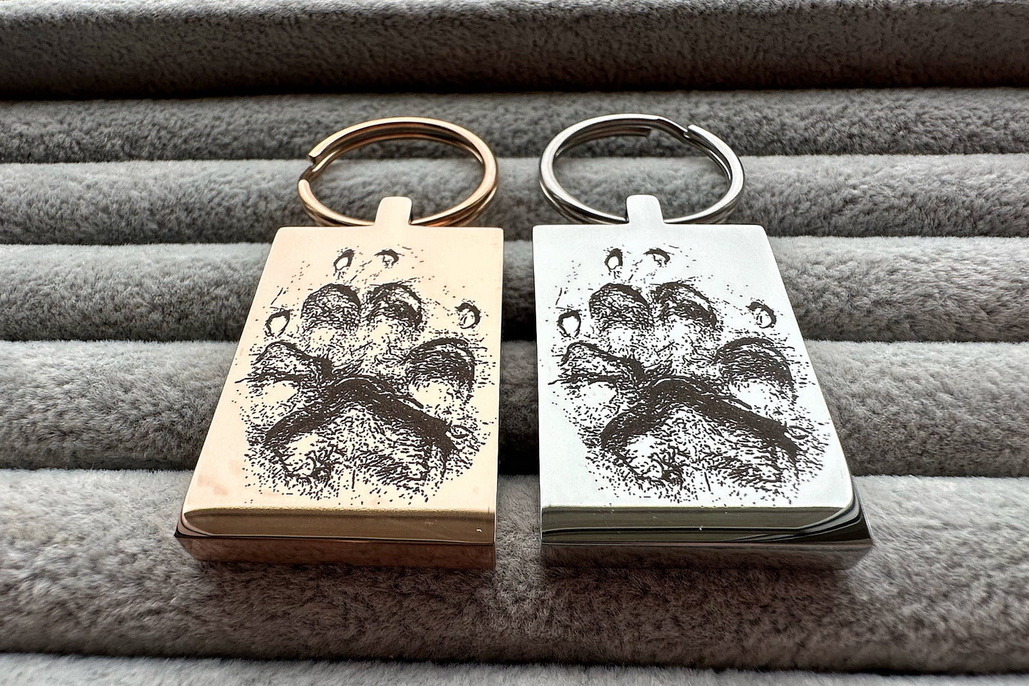 Engraved Personalised Rectangular Metal Keyrings