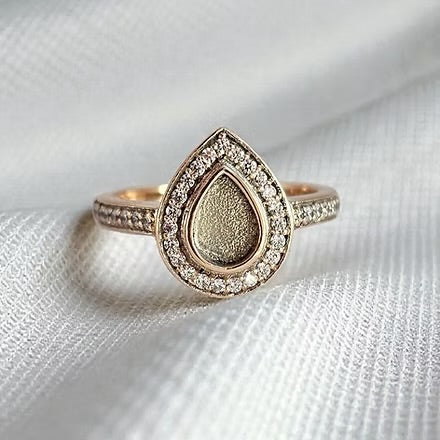 925 Silver Pear Drop Crystal Ring