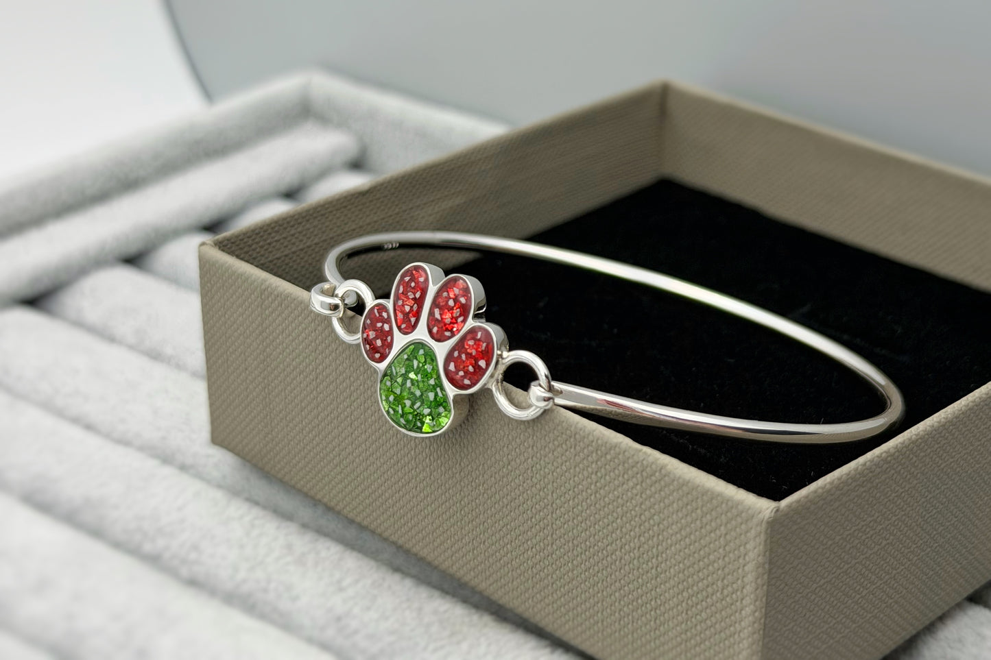 925 Silver Paw Print Bangle
