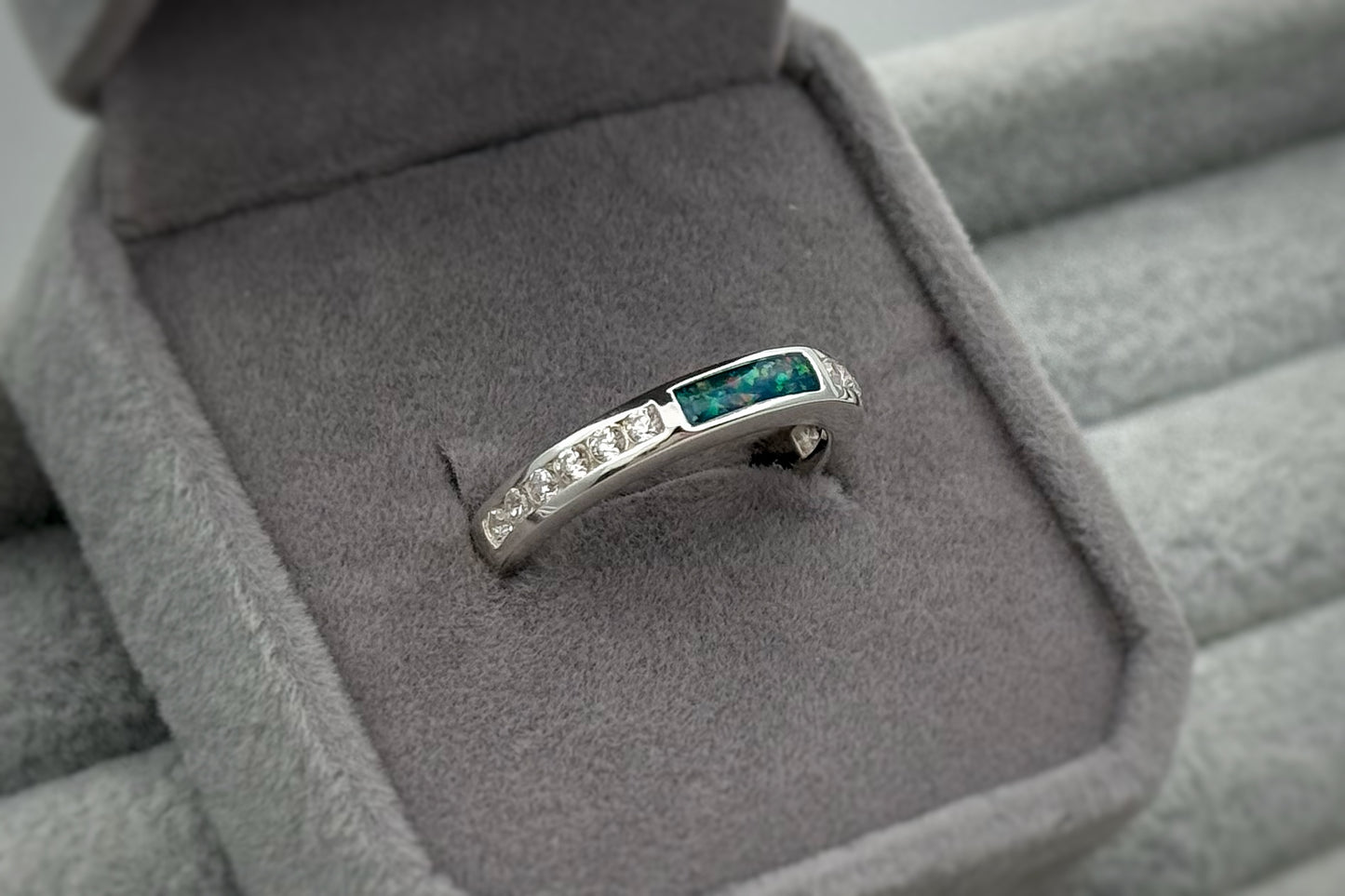 925 Silver Rectangular Crystal Channel Set Band Ring