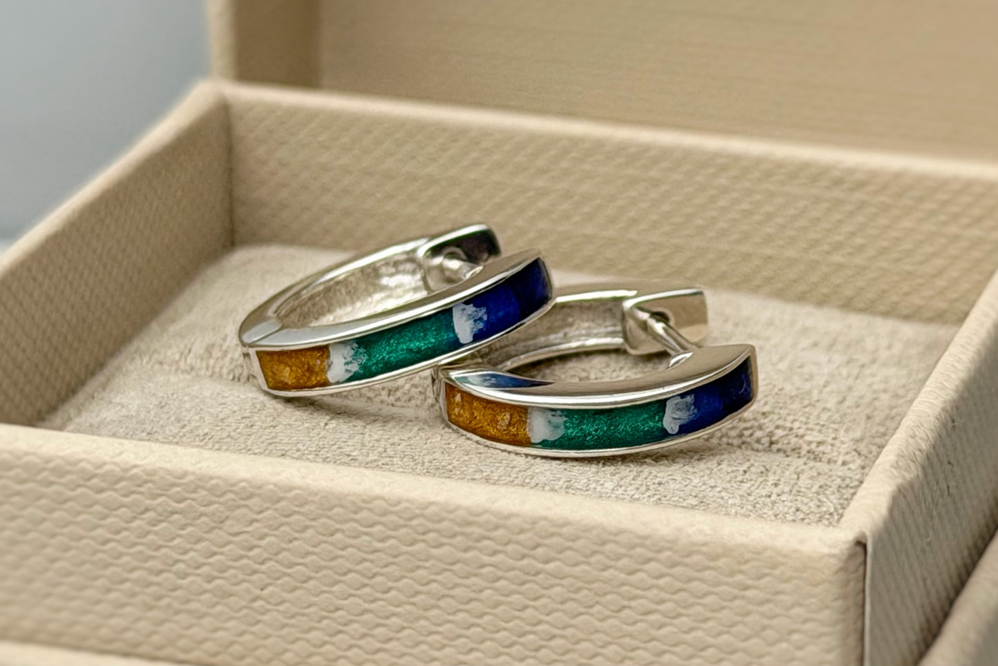 925 Silver Hoop Channel Memorial Earrings