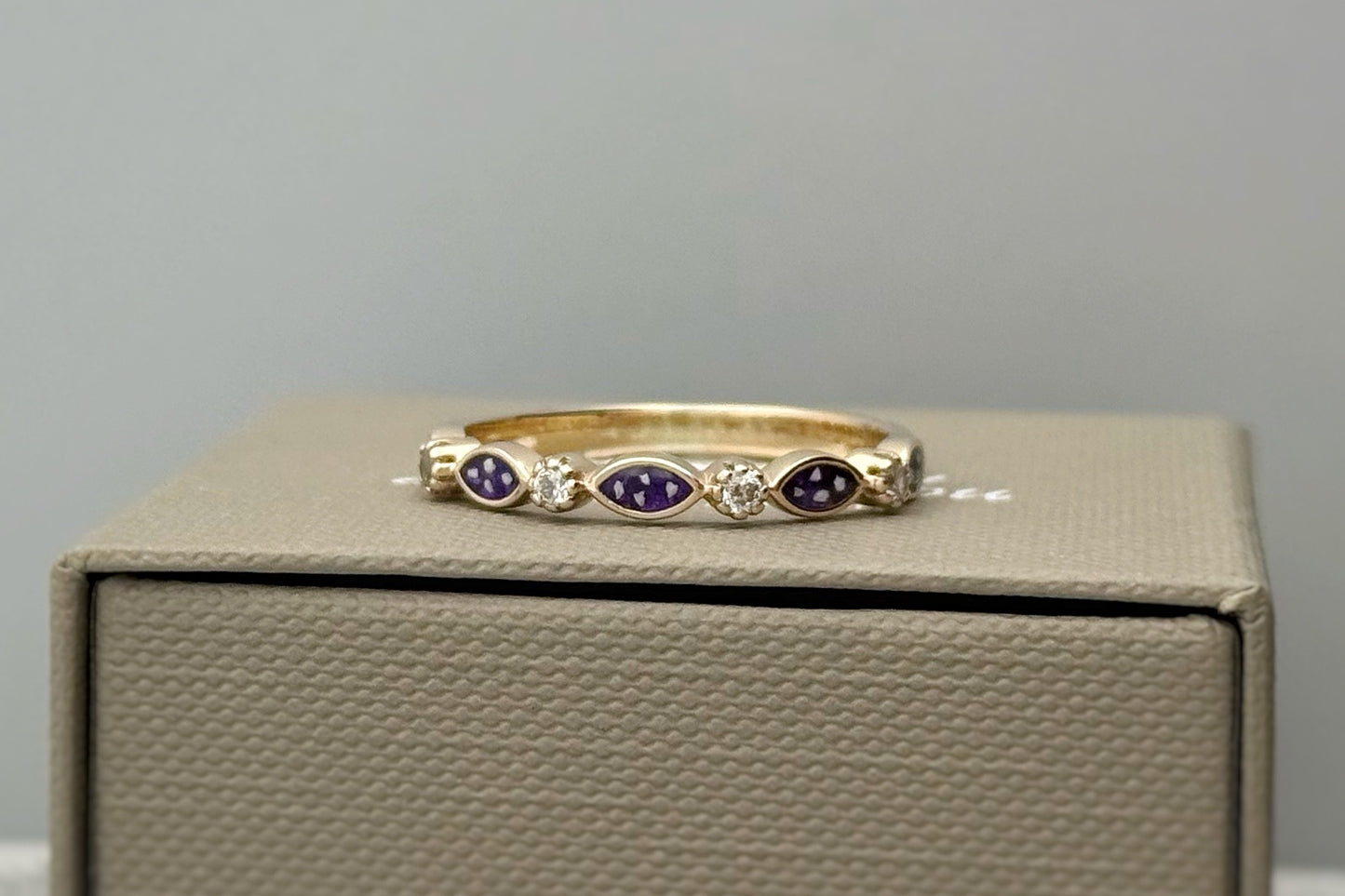 9k Gold Half Marquise Crystal Ring