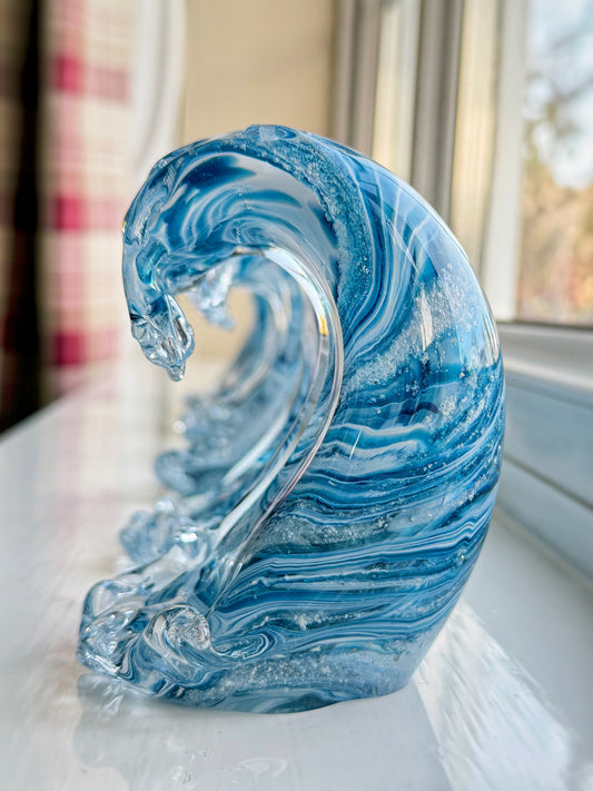 Crystal Glass Ashes Sea Wave Keepsake