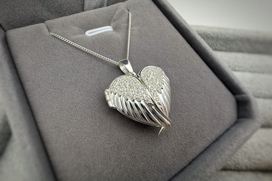 925 Silver Angel Wings Locket Pendant