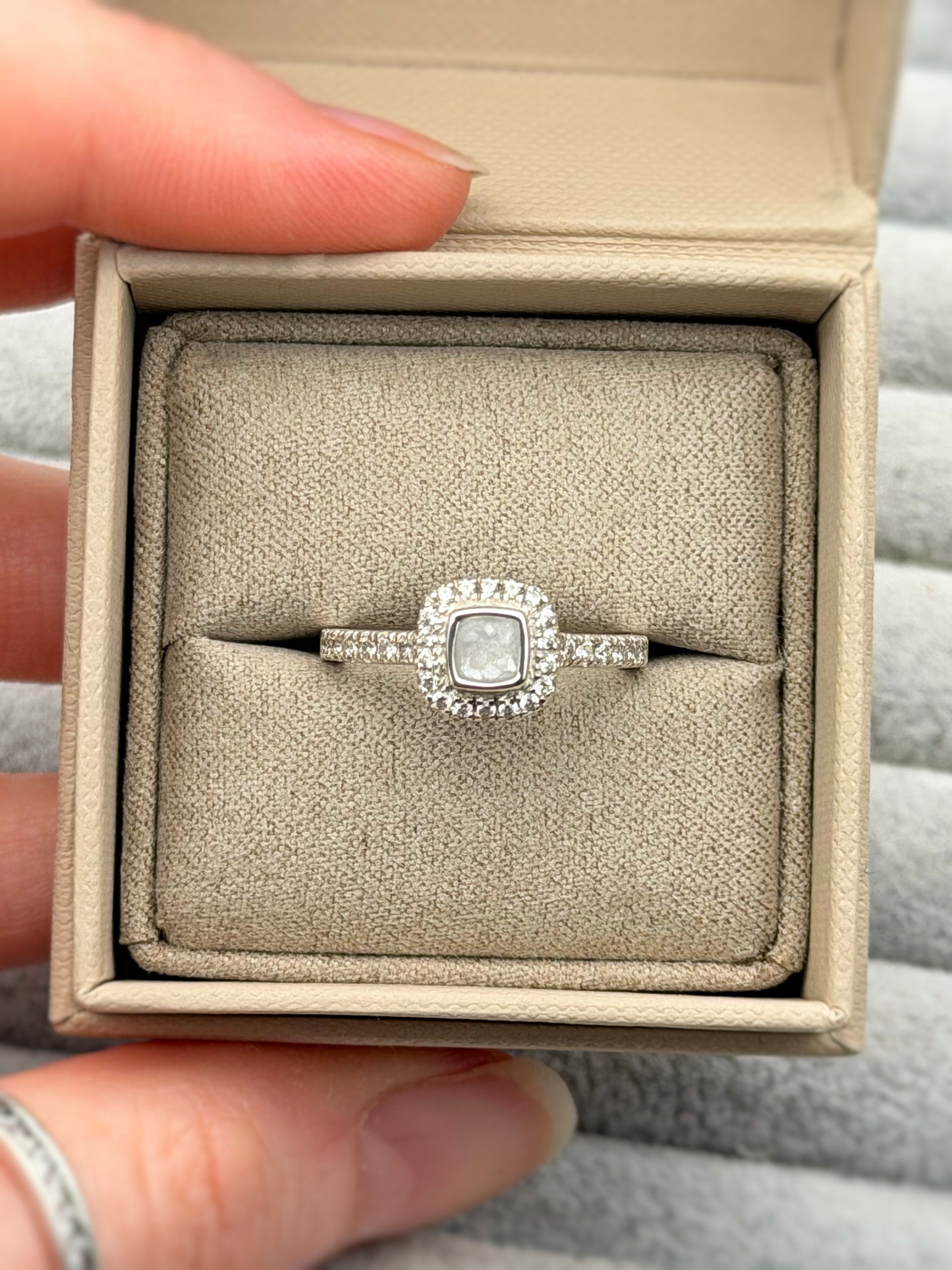 925 Silver Petite Square Cushion Crystal Ring