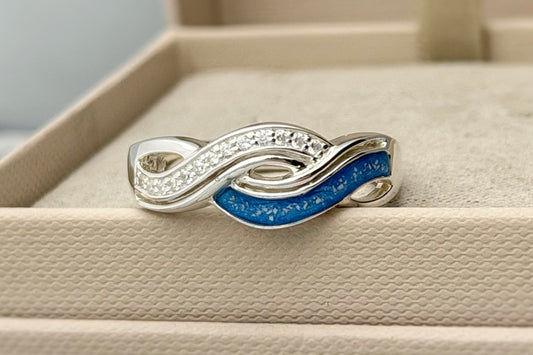 925 Silver Half Channel Double Wave Ring