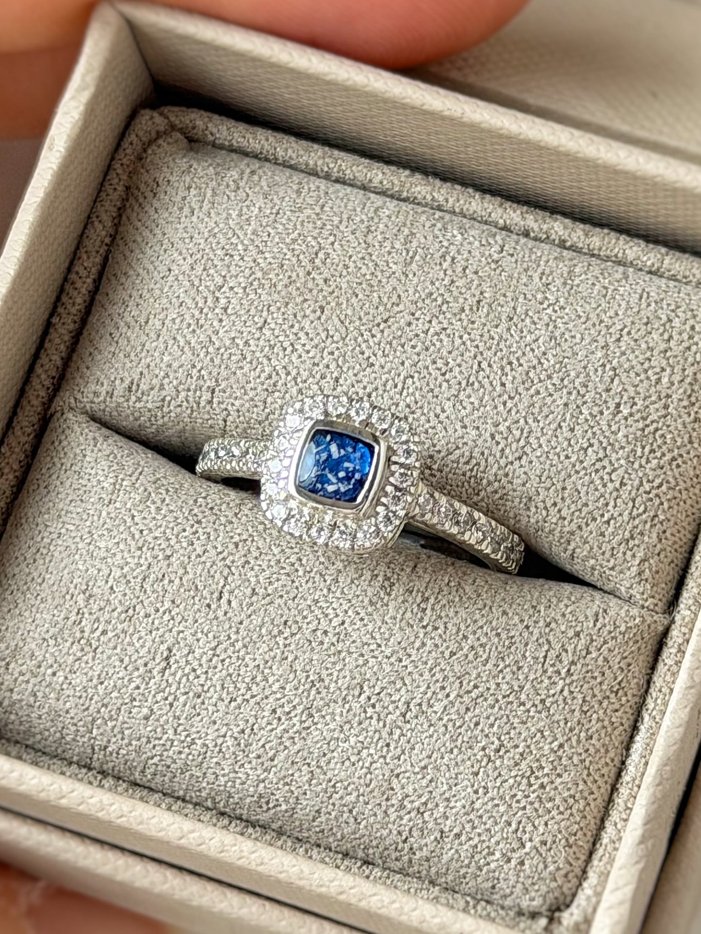 925 Silver Petite Square Cushion Crystal Ring