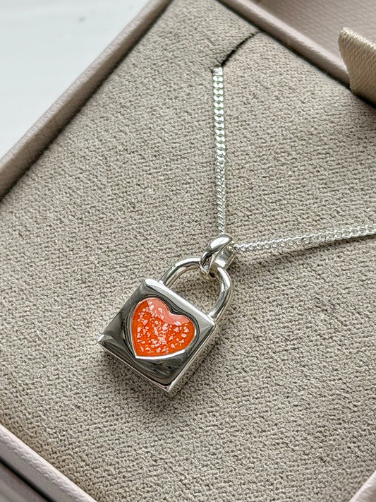 925 Silver Padlock Heart Pendant