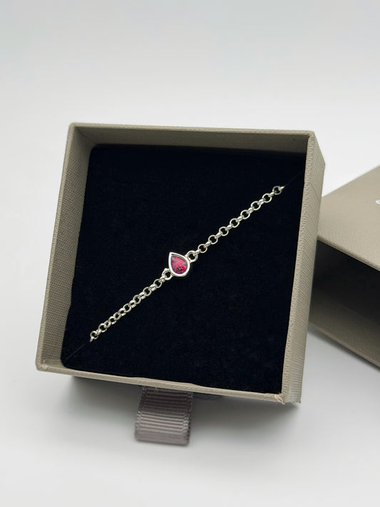 925 Silver Adjustable Belcher Chain Mini Teardrop Bracelet