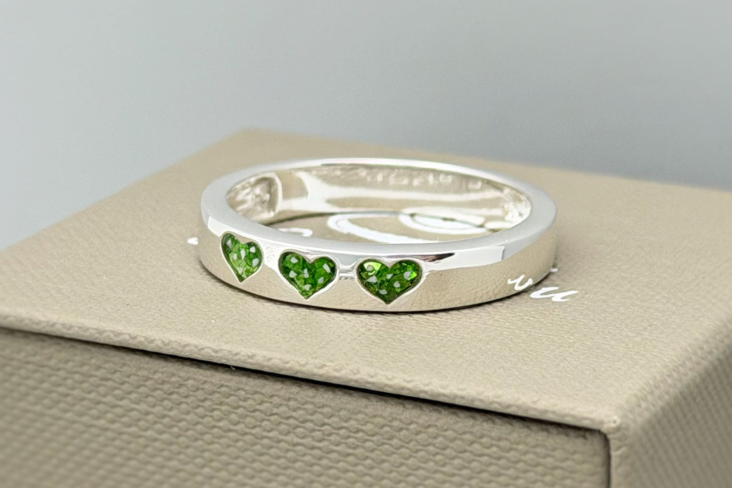 925 Silver Triple Heart Band Ring