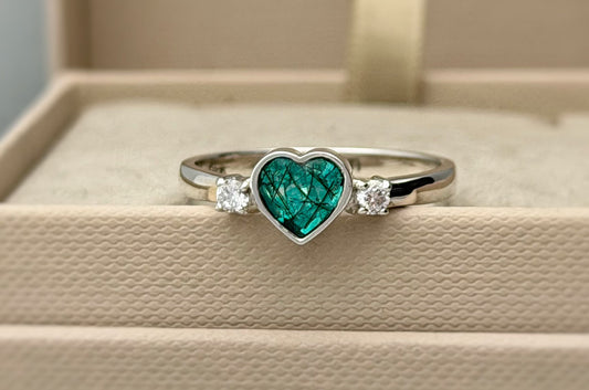 925 Silver Heart Single Crystal Side Ring