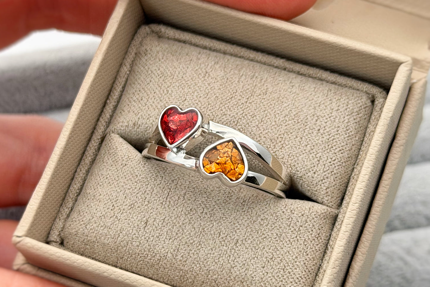 925 Silver Double Heart Ring