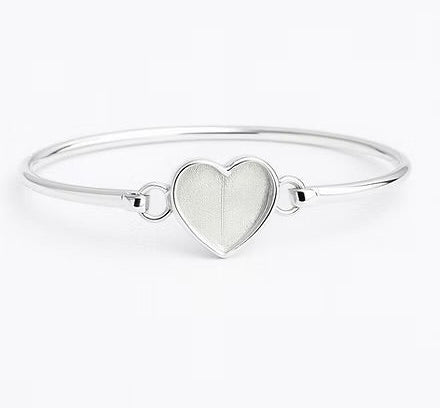 925 Silver Simple Heart Bangle