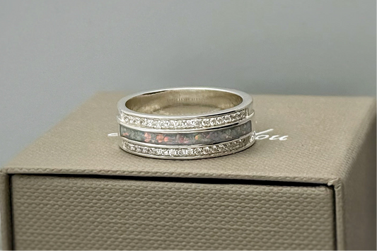 925 Silver 6mm Central Channel Crystal Band Ring