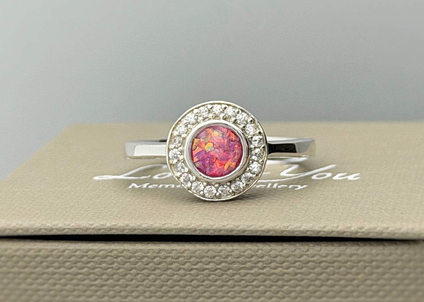 925 Silver Halo Cluster Crystal Ring