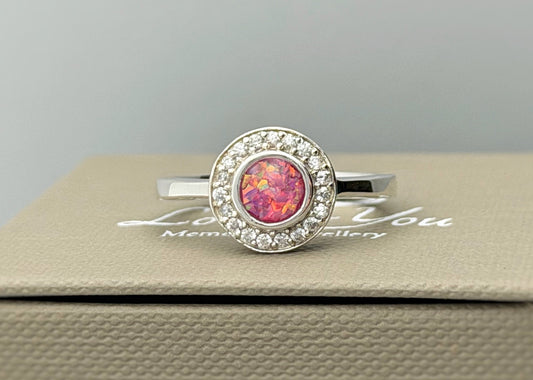 925 Silver Halo Cluster Crystal Ring