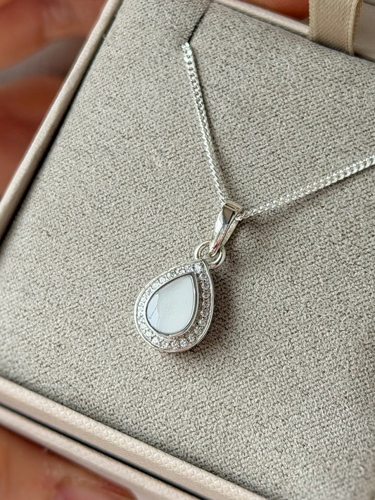 925 Silver Pear Drop Crystal Pendant