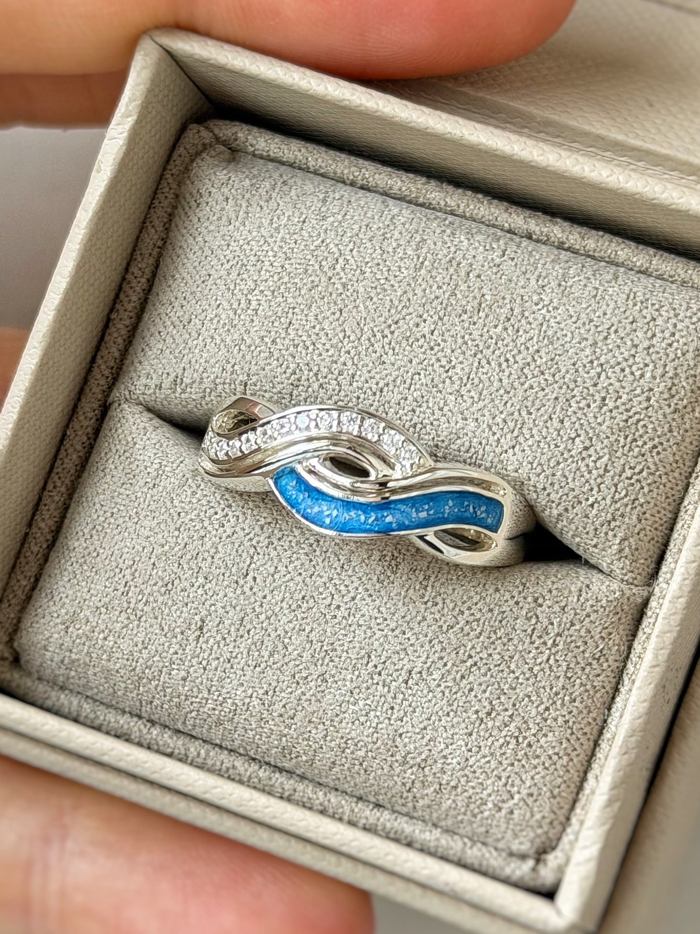 925 Silver Half Channel Double Wave Ring