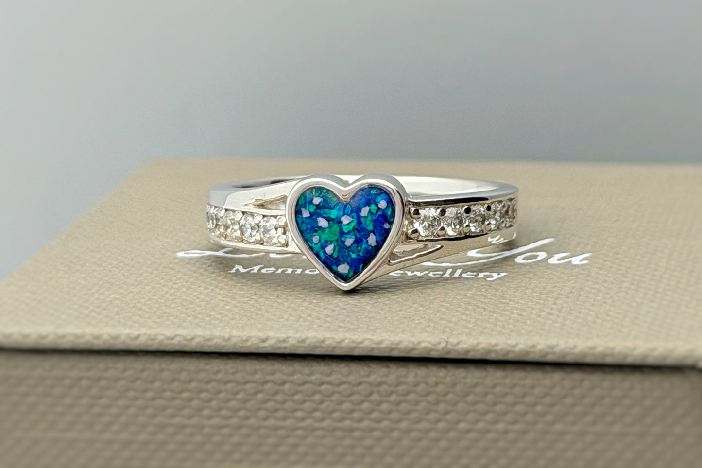 925 Silver Heart Accent Crystal Ring