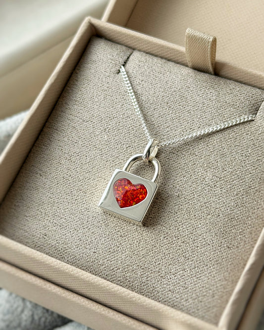 925 Silver Padlock Heart Pendant