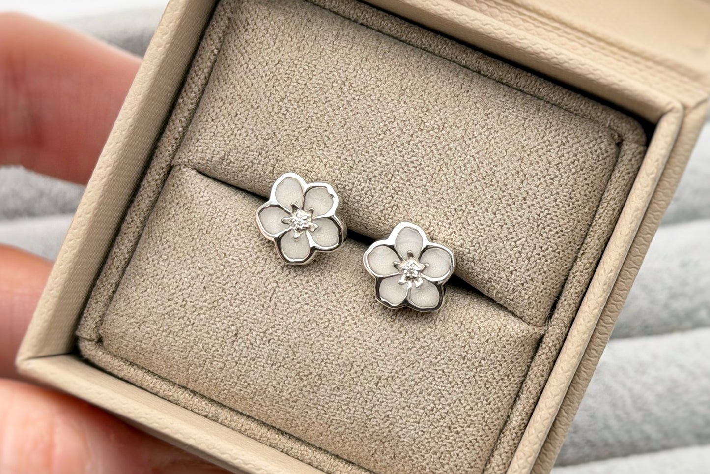 925 Silver Forget-Me-Not Stud Memorial Earrings