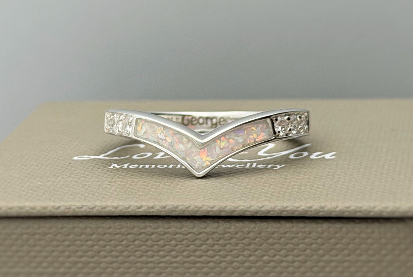 925 Silver Crystal Wishbone Ring