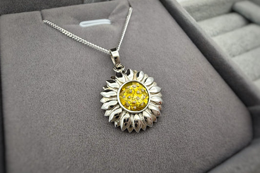 925 Silver Sunflower Pendant