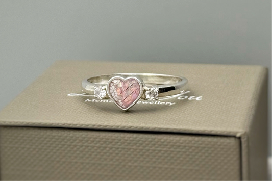 925 Silver Heart Single Crystal Side Ring