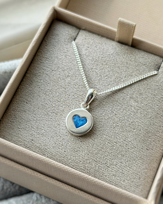 925 Silver Small Round Heart Indent Pendant