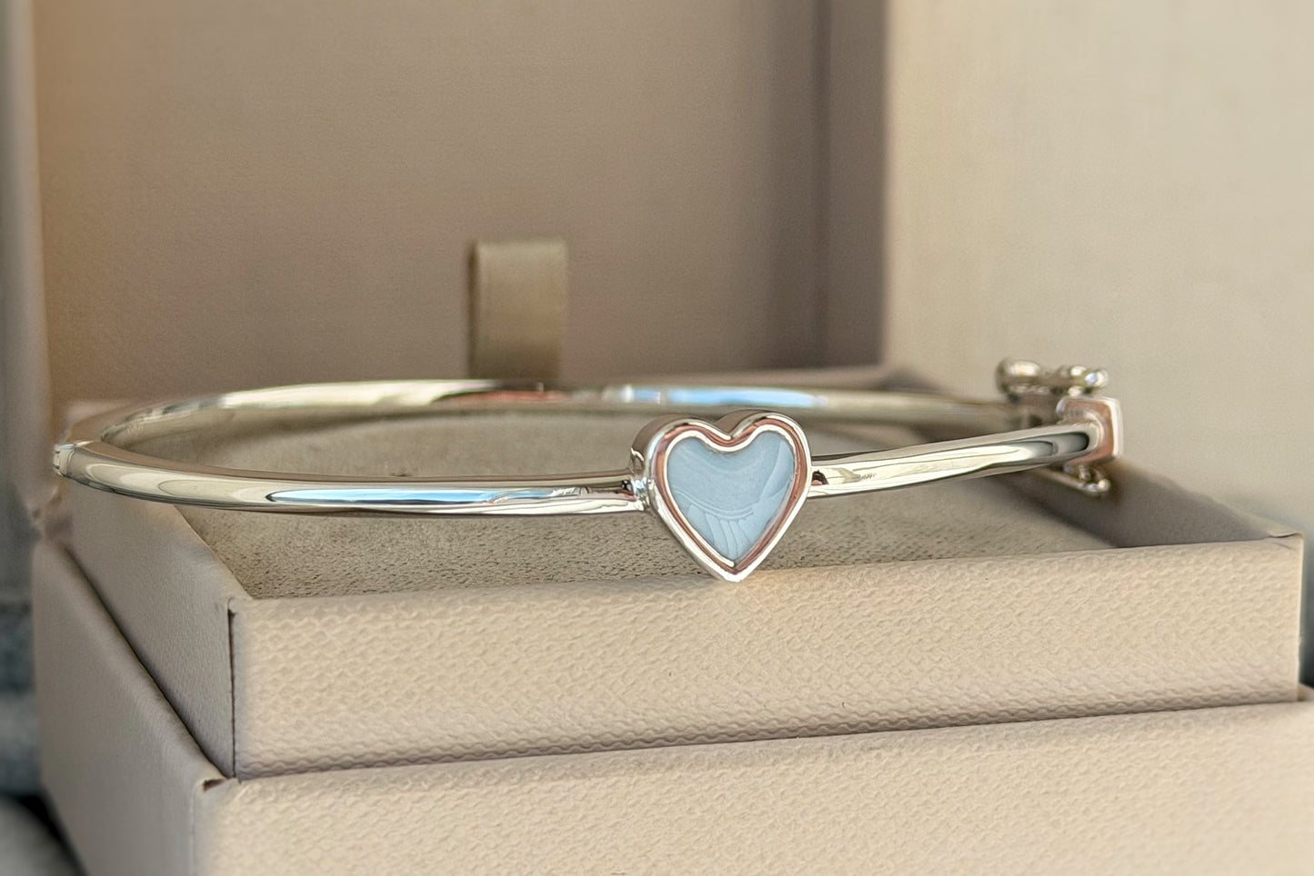 925 Silver Mini Bubble Heart Safety Bangle