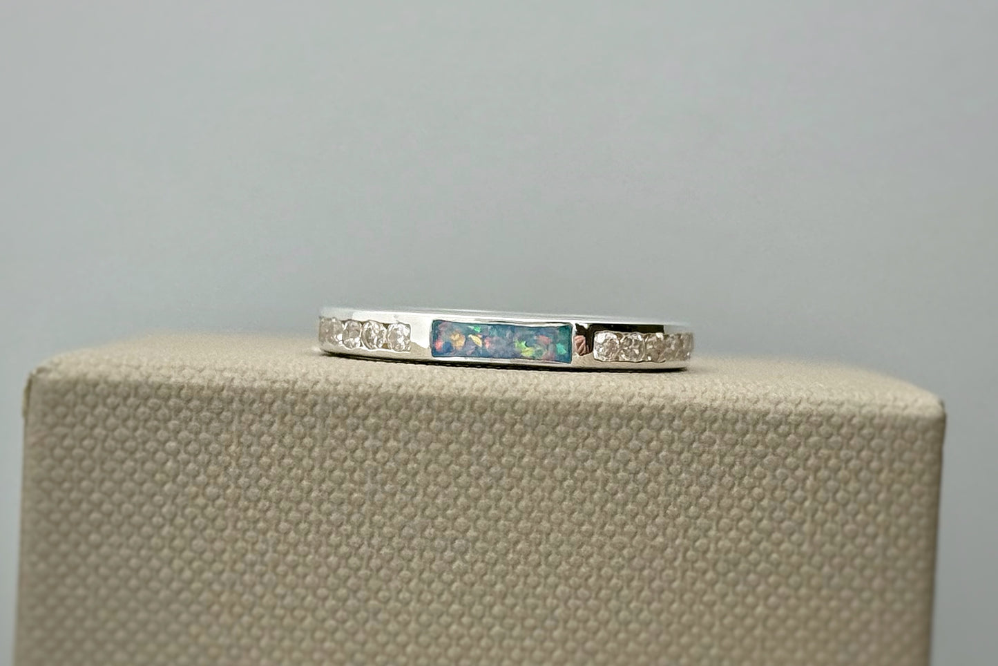 925 Silver Rectangular Crystal Channel Set Band Ring