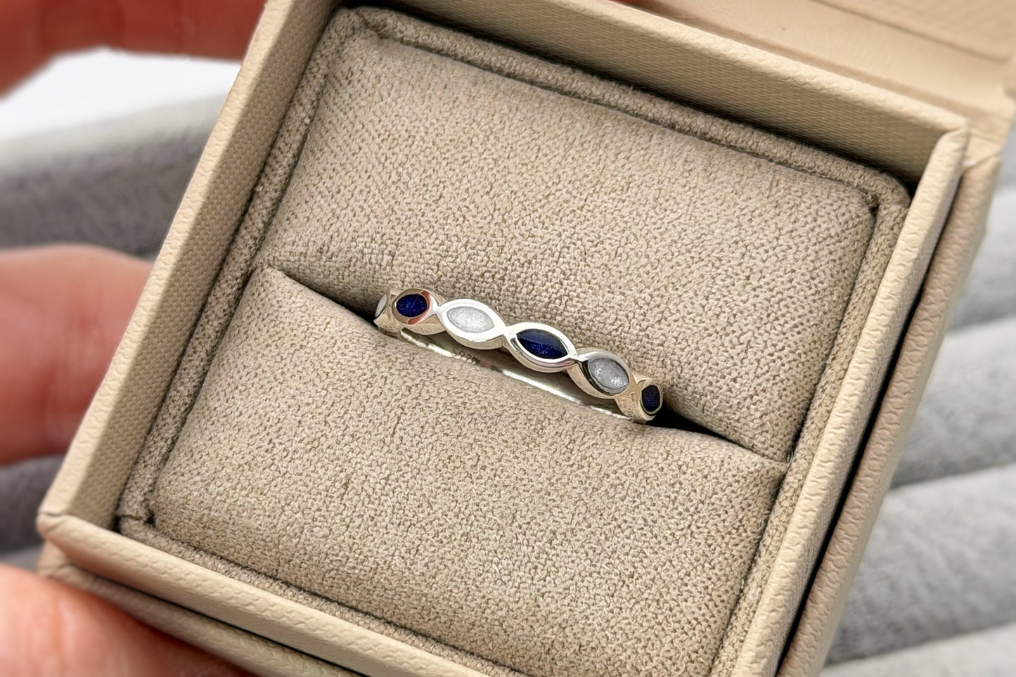 925 Silver Half Almond Band Ring