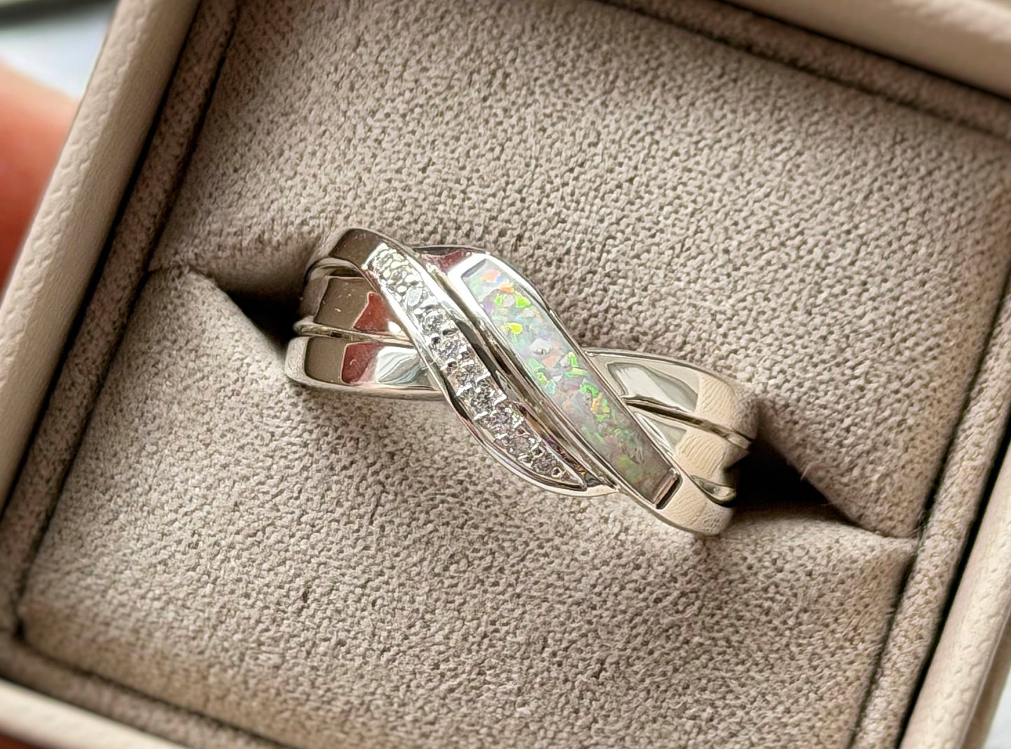 925 Silver Triple Band Crystal Ring
