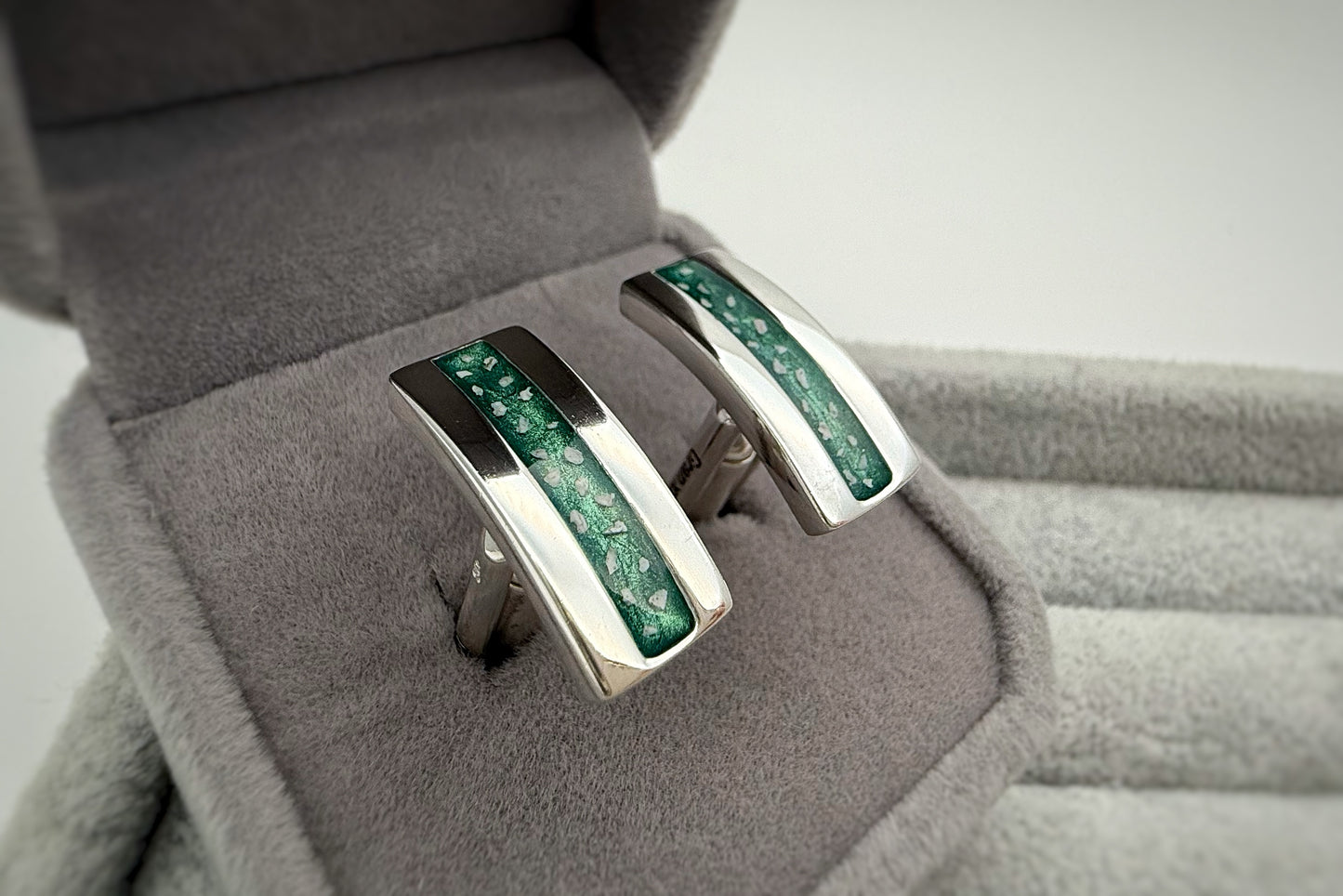 925 Silver Gent’s Curved Rectangular Cufflinks